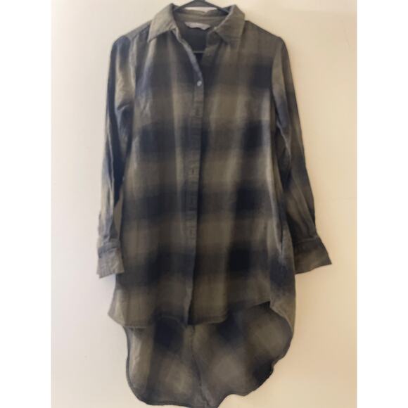 Lisa Rinna Collection Womens Size XXS Plaid Flannel High Low Hem Button Up Shirt - Picture 1 of 9